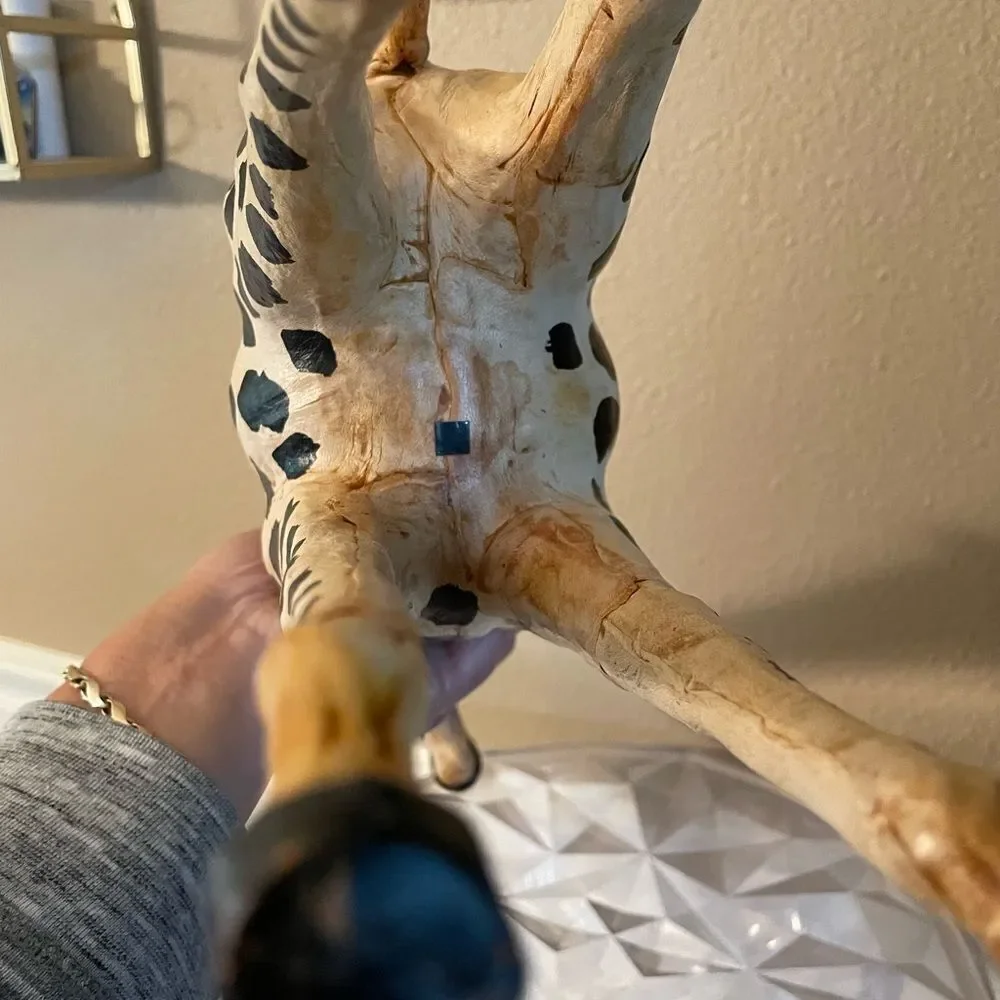 Giraffe Leather Wrapped Old 19 inches Tall Decorative Giraffe